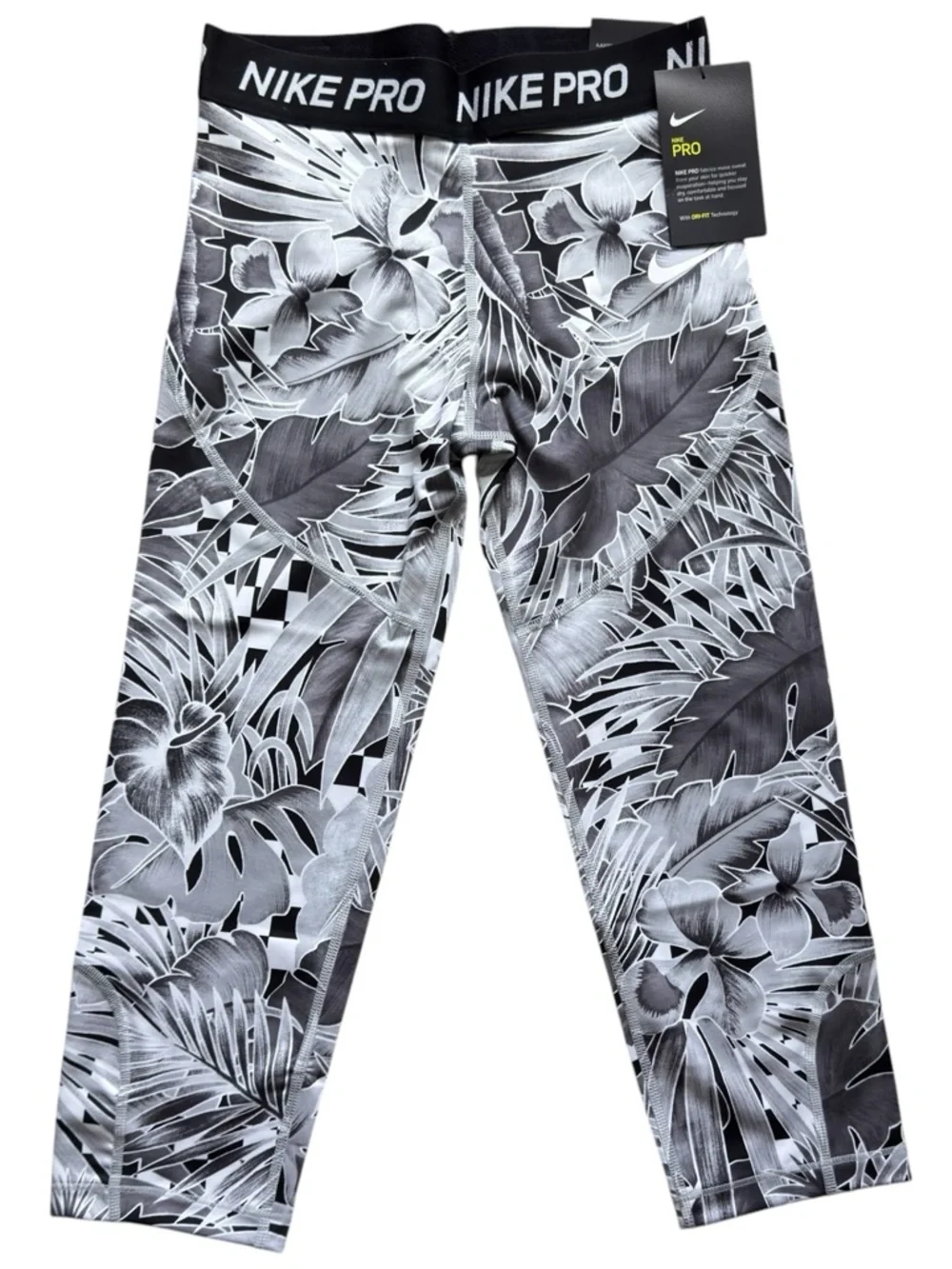 Nike Pro Dri-FIT Girls Large/Womens XXS Jungle Palm Print Leggings Tight NWT